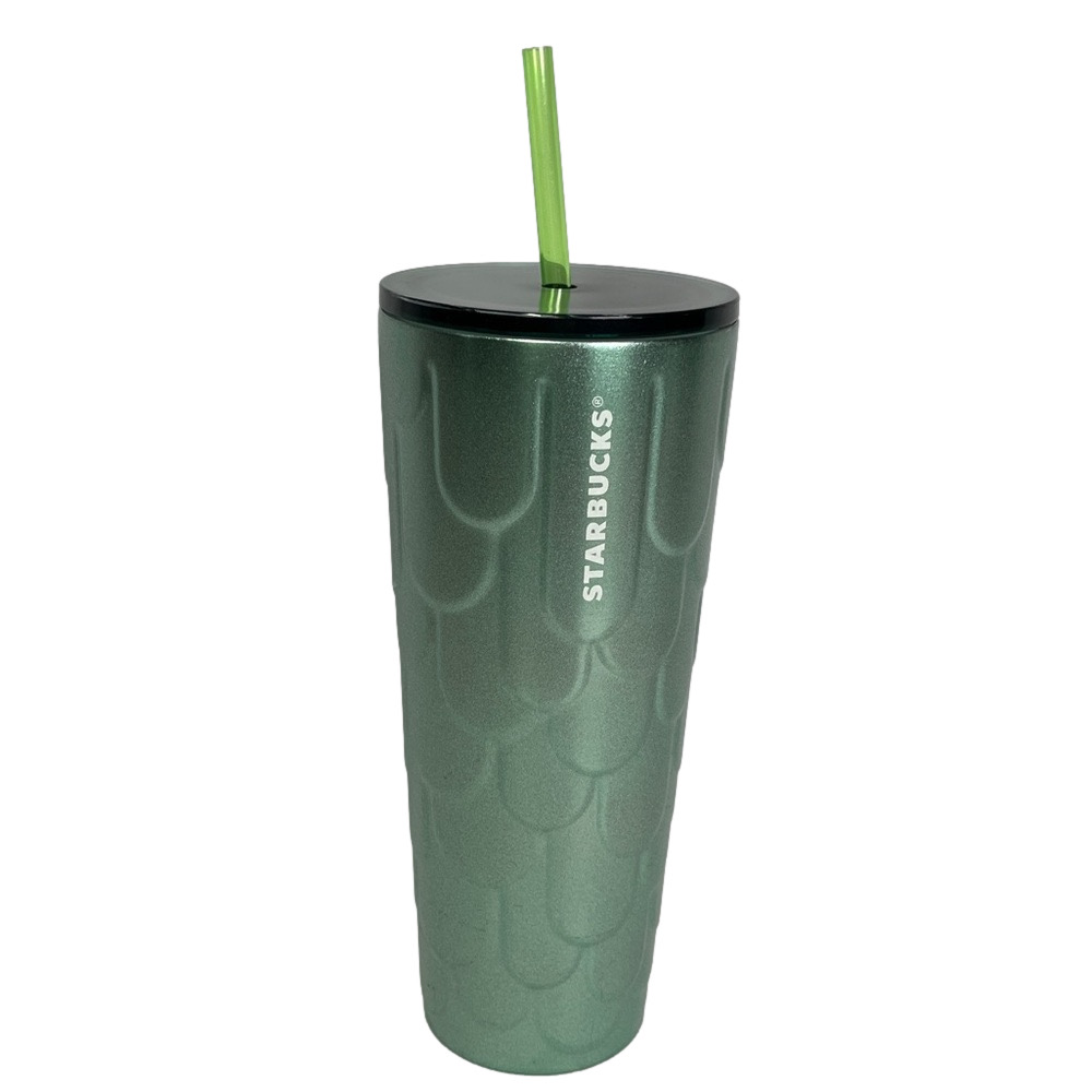 Starbucks SIREN Metallic Green Mermaid Cold Aluminum 24 oz Tumbler
